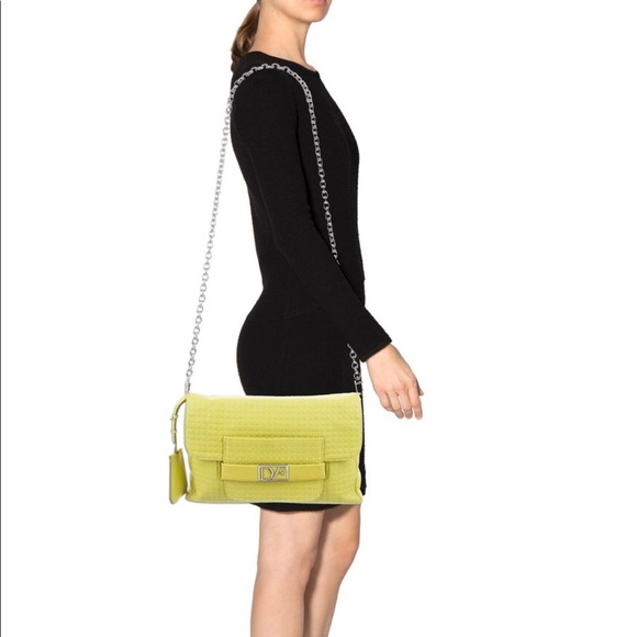 Authentic! Diane Von Furstenberg Mimosa Quilted Clutch/Shoulder Bag - Picture 3 of 14